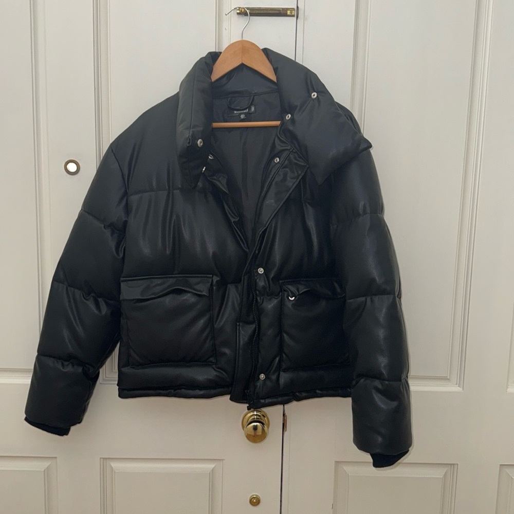 Missguided Faux Leather Puffer Jacket